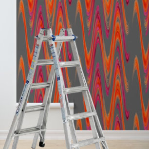 Peel stick modern gray orange zig-zag pattern wallpaper