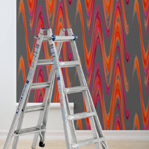 Peel stick modern  gray orange zig_zag pattern wallpaper 