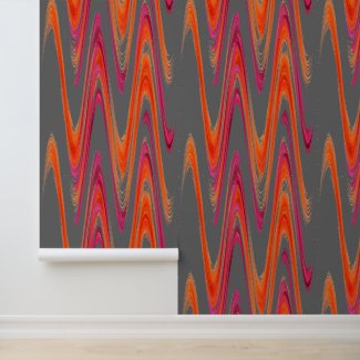 Peel stick modern rainbow gray orange wave pattern