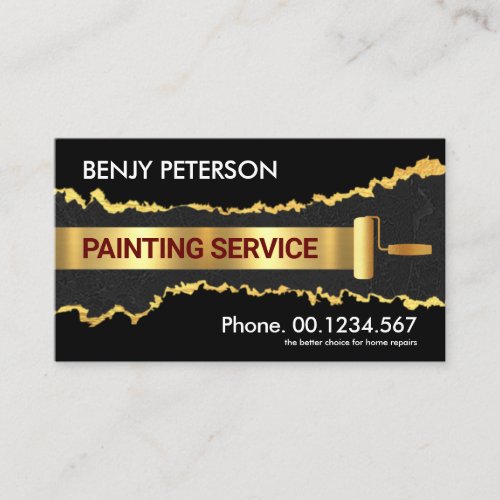 Peeling Gold Wallpaper Black Marble Business Card