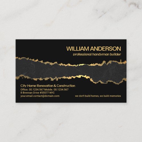 Peeling Gold Wallpaper Black Marble Grunge Builder Business Card