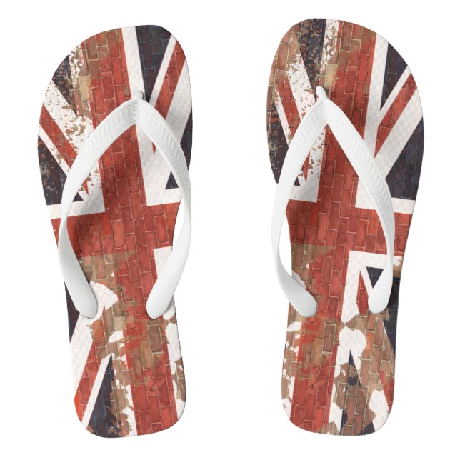 Peeling Paint Graffiti UK Union Jack Flip Flops (Footbed)