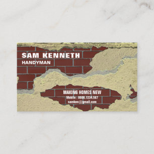 Peeling Plaster New Brickwork Handyman Business Card