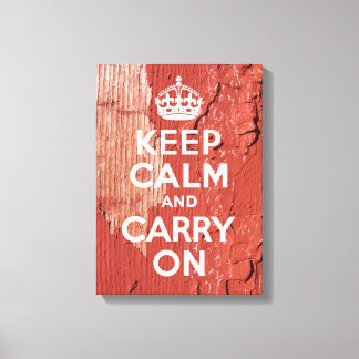 Peeling Red Barn Paint Keep Calm in White Canvas Print