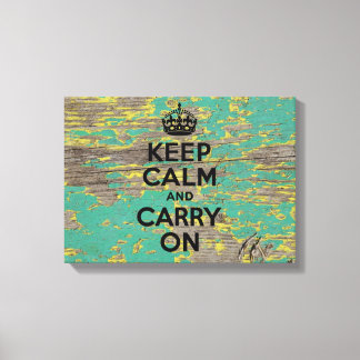 Peeling Yellow and Green Paint Keep Calm Canvas Print