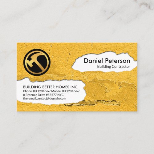 Peeling Yellow Wall Plaster New White Paint Business Card