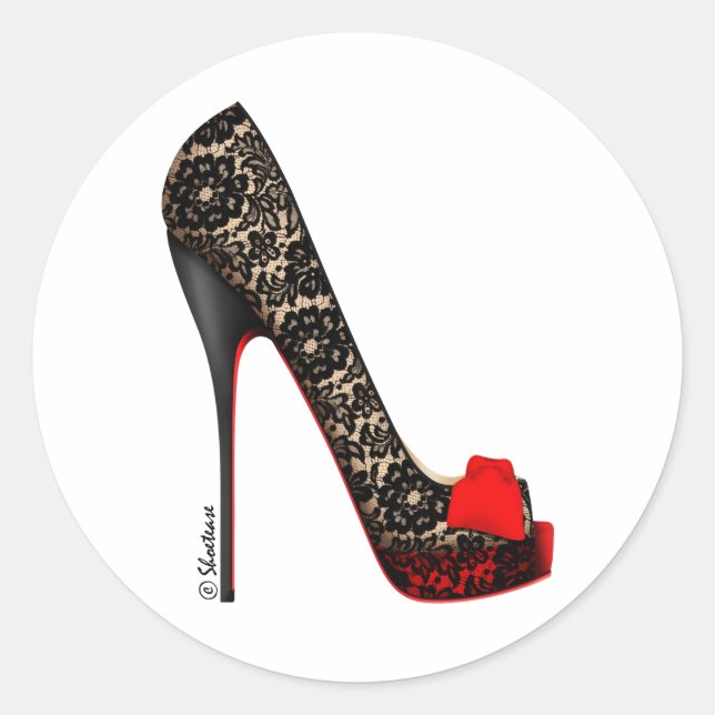 Peep Toe Platform Pump Classic Round Sticker (Front)