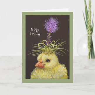 Peep with liatris birthday card