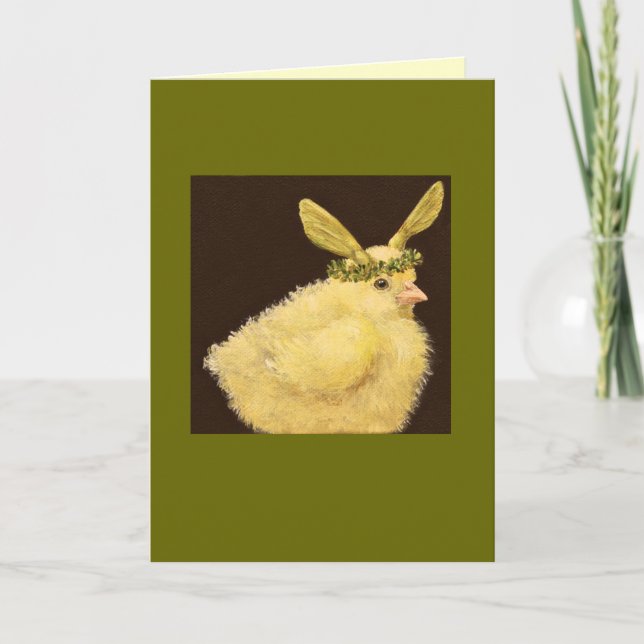 Peep with maple seed hat card (Front)
