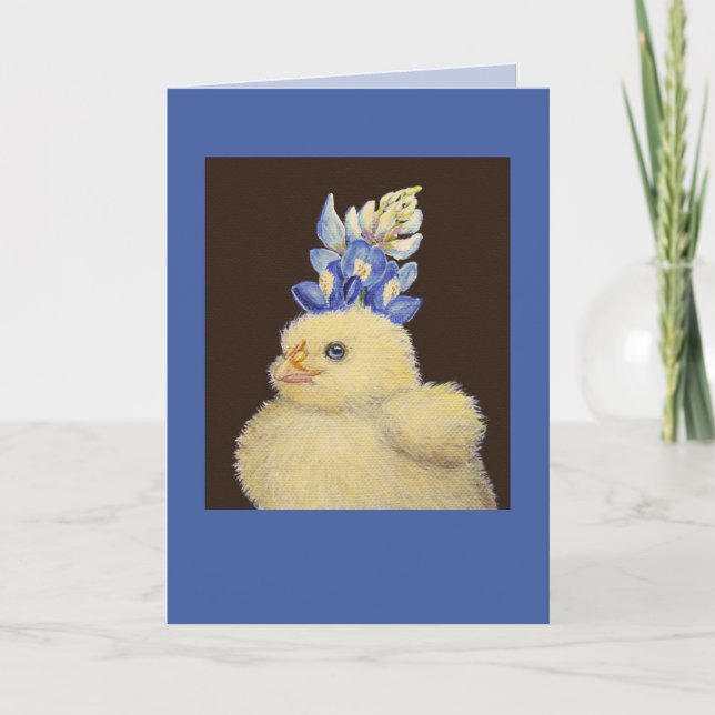 peep with Texas bluebonnet hat card (Front)