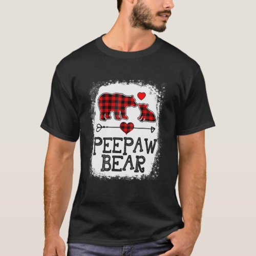 Peepaw Bear Christmas Pajama Red Plaid Buffalo Fam T_Shirt