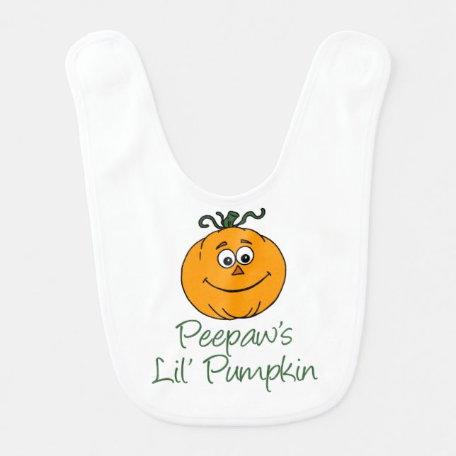 Peepaw's Little Pumpkin Cute Autumn Baby Bib (Front)