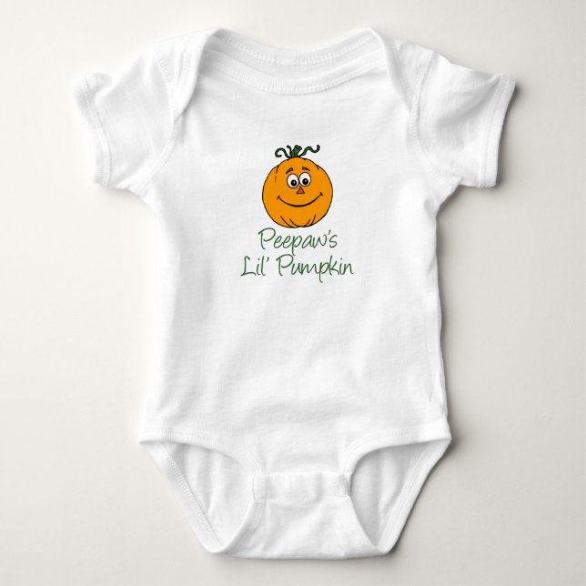 Peepaw's LIttle Pumpkin Cute Autumn Cartoon Baby Bodysuit (Front)