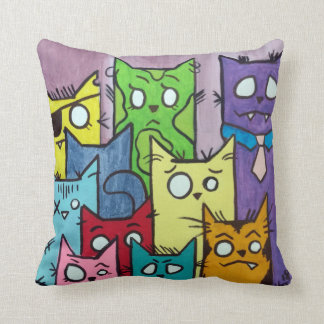 Peepers Cat Family Throw Pillow