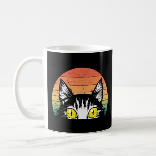 Peeping Cat  Fun Retro Style Cat    Coffee Mug