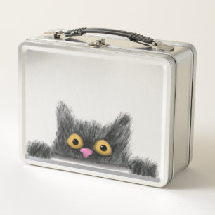 Peeping Cat Metal Lunch Box
