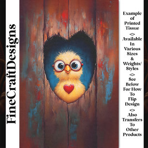Peeping Chick in Glasses & Red Heart BX9 Decoupage Tissue Paper