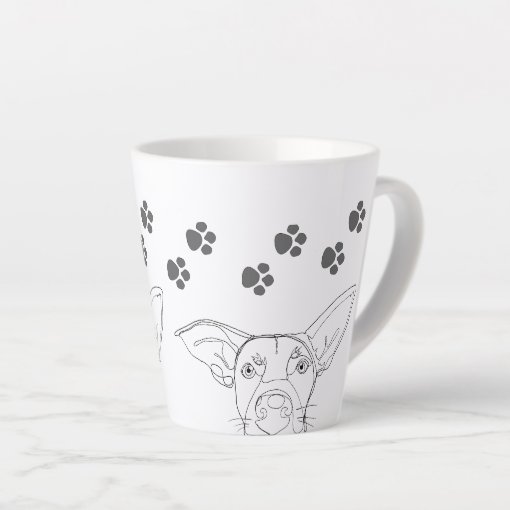 Peeping Dog Face and Paw Prints Latte Mug | Zazzle