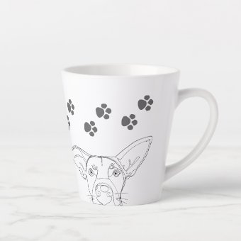 Peeping Dog Face and Paw Prints Latte Mug | Zazzle
