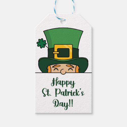 Peeping Leprechaun St Patricks Day Party Gift Tags