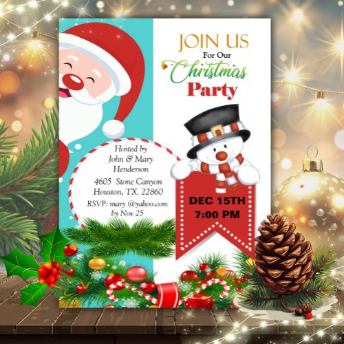 Peeping Santa Christmas  Invitation