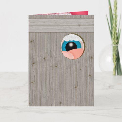 Peeping Santa Watching You Funny Christmas Holiday Card