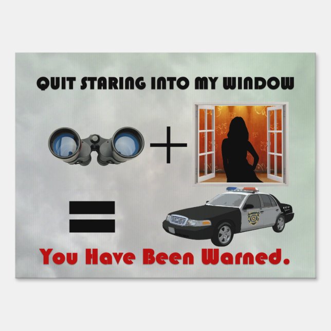 Peeping Tom Warning Sign (Yard Sign) (Front)