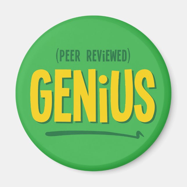 Peer Reviewed Genius Round Magnet (Front)