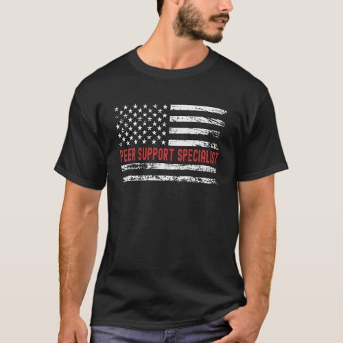 Peer Support Specialist USA Flag Profession Retro  T_Shirt