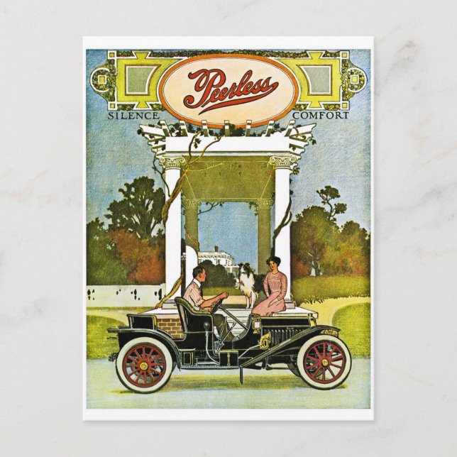 Peerless Motor Company Vintage Classic Car Ad Postcard (Front)