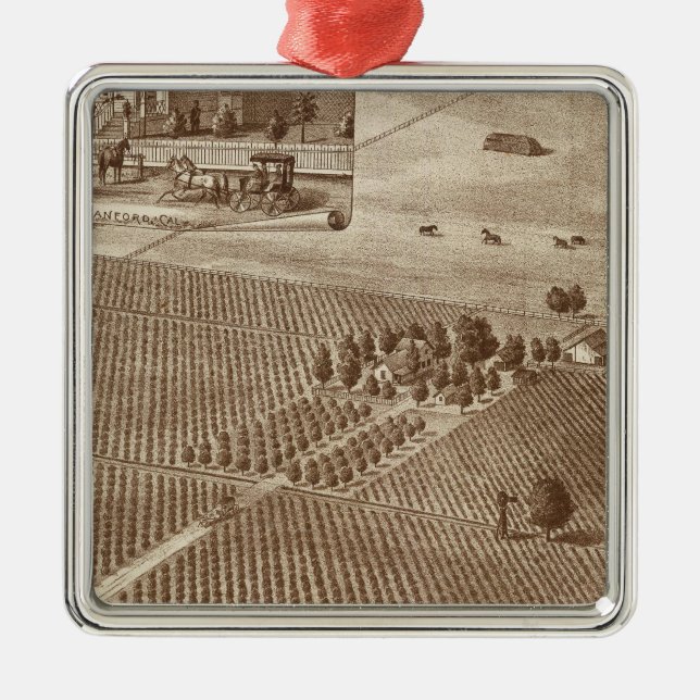 Peerless Vineyard, Hanford, Cal Metal Ornament (Front)