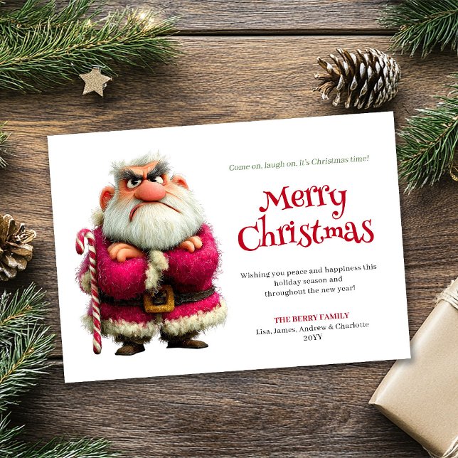 Peeved Santa funny editable Christmas greeting  Holiday Card (Peeved Santa funny editable Christmas greeting card gift)