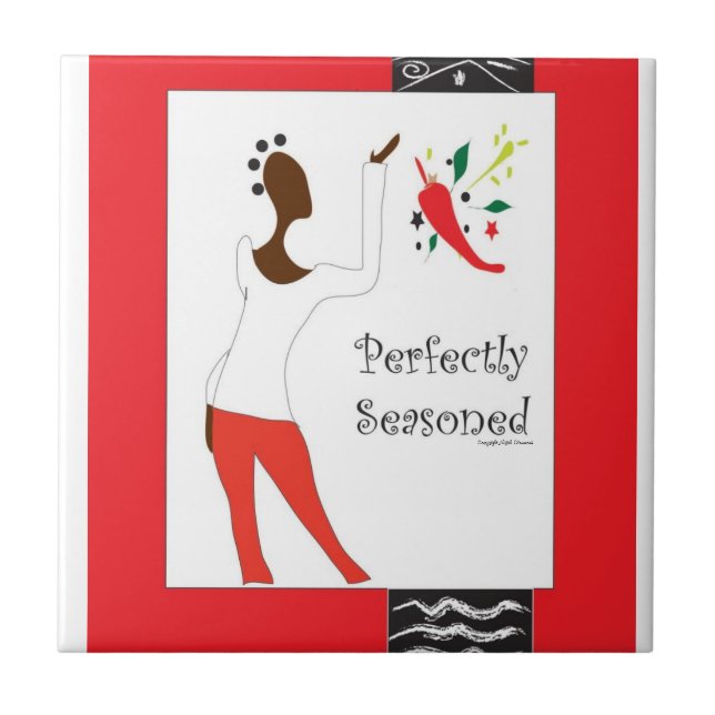 "Pefrectly Seasoned Kitchen Tile" Ceramic Tile (Front)