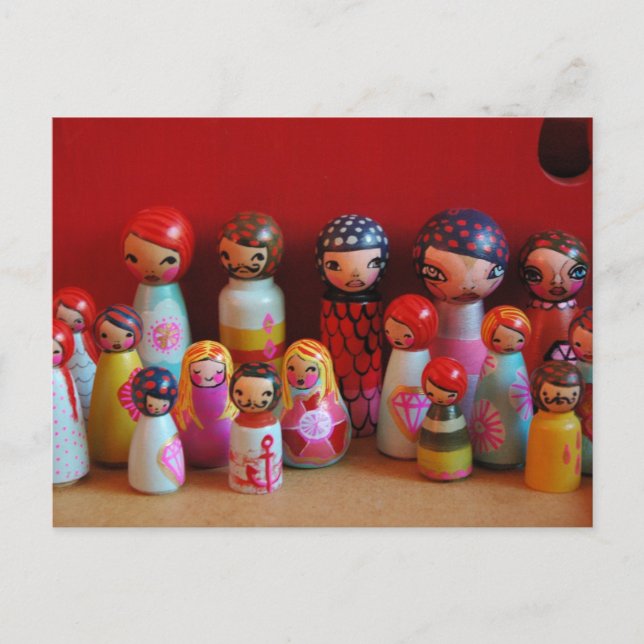 Peg doll family Postcard (Front)