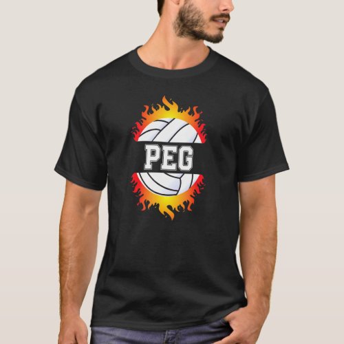 Peg Name Volleyball Player Girls Ball and Net Spor T_Shirt