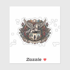 Pegasus Ad Astra Gothic Heraldry Crest Sticker