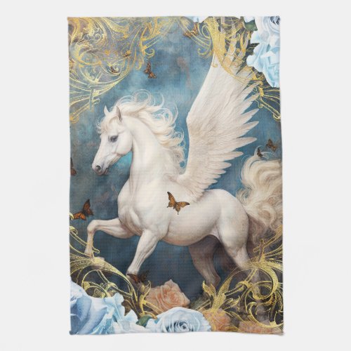 Pegasus and Blue Roses Kitchen Towel