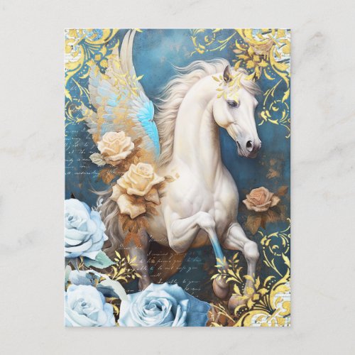 Pegasus and Blue Roses Postcard