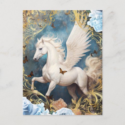 Pegasus and Blue Roses Postcard