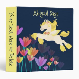 Pegasus and Colorful Flowers Flying Horse 3 Ring Binder