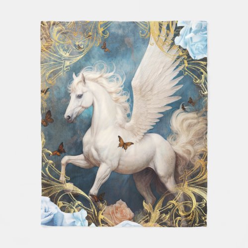 Pegasus and Ornate Damask Fleece Blanket