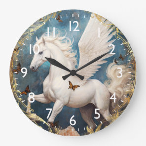 Pegasus and Ornate Damask Large Clock