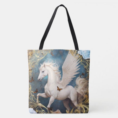 Pegasus and Ornate Damask Tote Bag