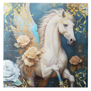 Pegasus and Roses Ceramic Tile