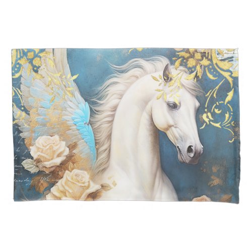 Pegasus and Roses Pillow Case