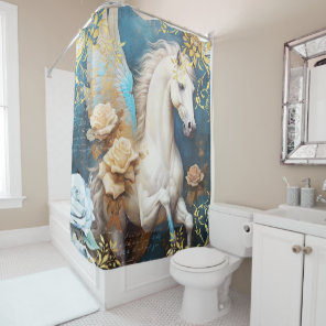 Pegasus and Roses Shower Curtain