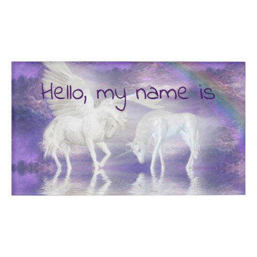 Pegasus and unicorn name tag