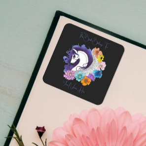 Pegasus Black Floral Bookplate