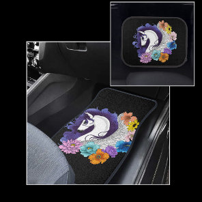 Pegasus Black Floral Car Floor Mat