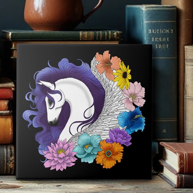 Pegasus Black Floral Ceramic Tile (Creator Uploaded)